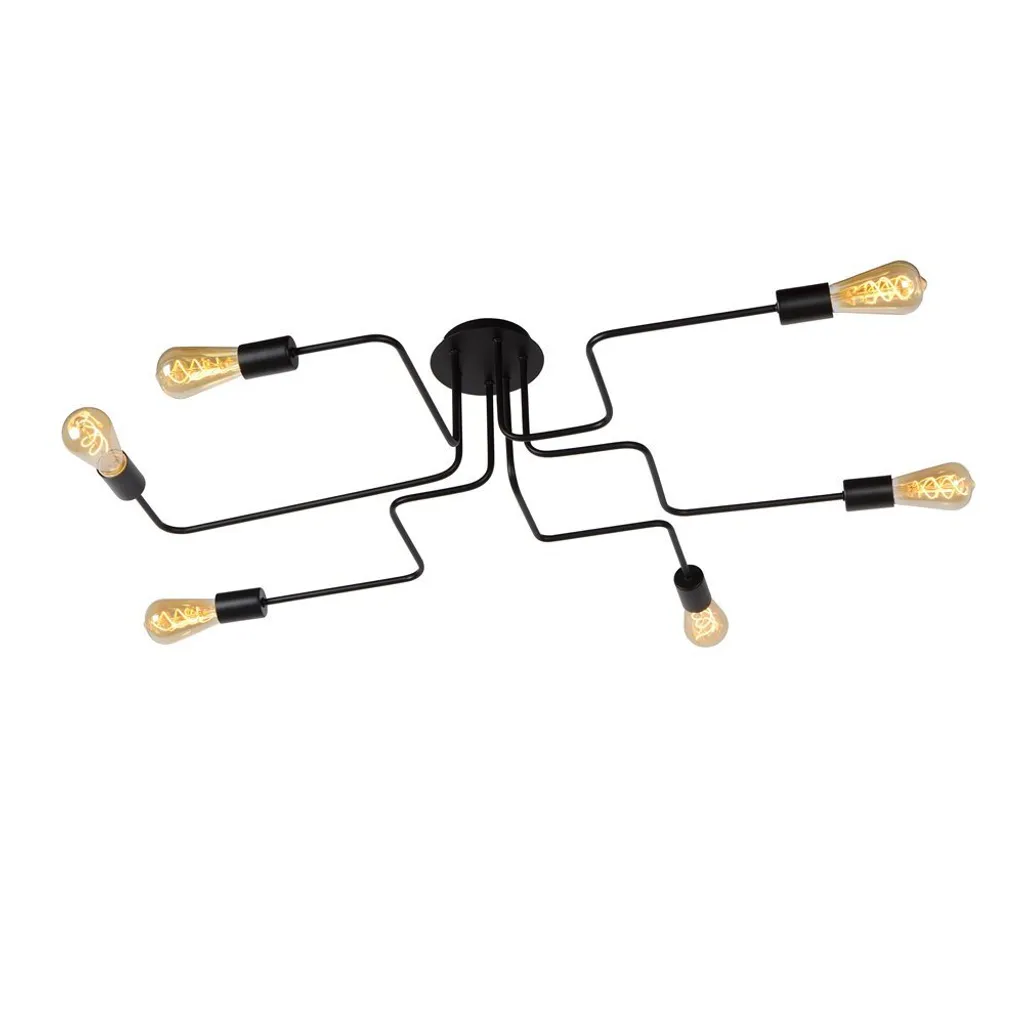 Éclairage de Salon Industriel Plafonnier LESTER Noir pour Ampoule E27