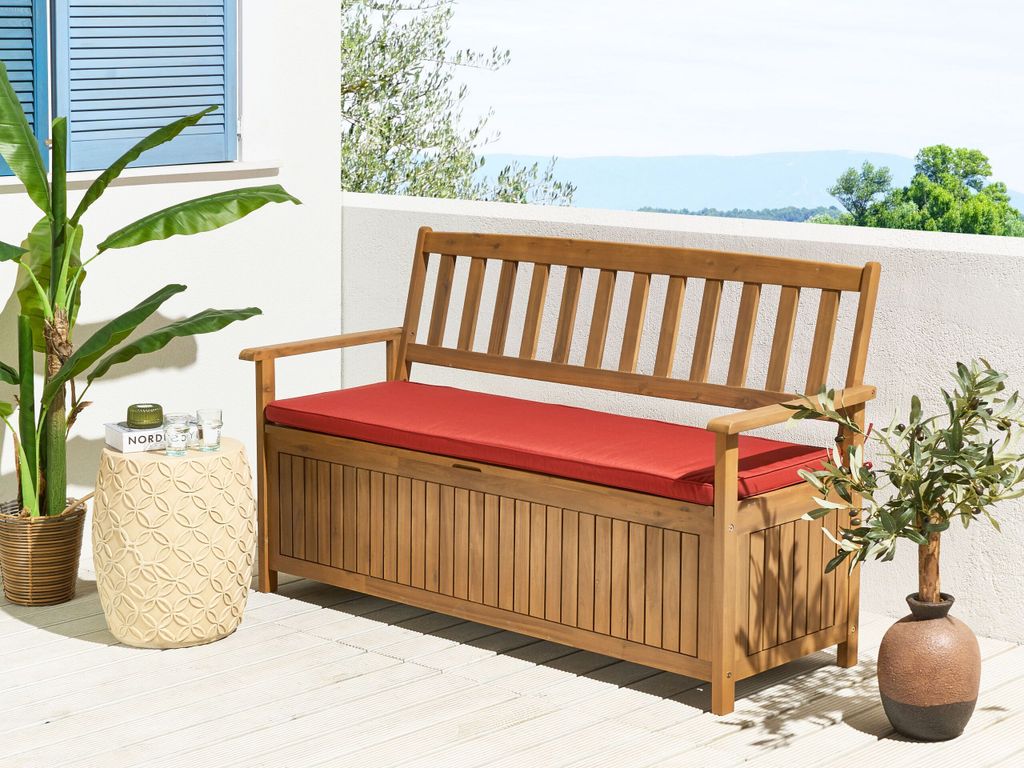 BELIANI 3-Sitzer Gartenbank Hellbrun Akazienholz 160 cm mit Produktbild 2