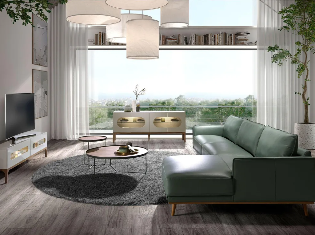 Table d'angle design noyer naturel et structure acier noir 2028
