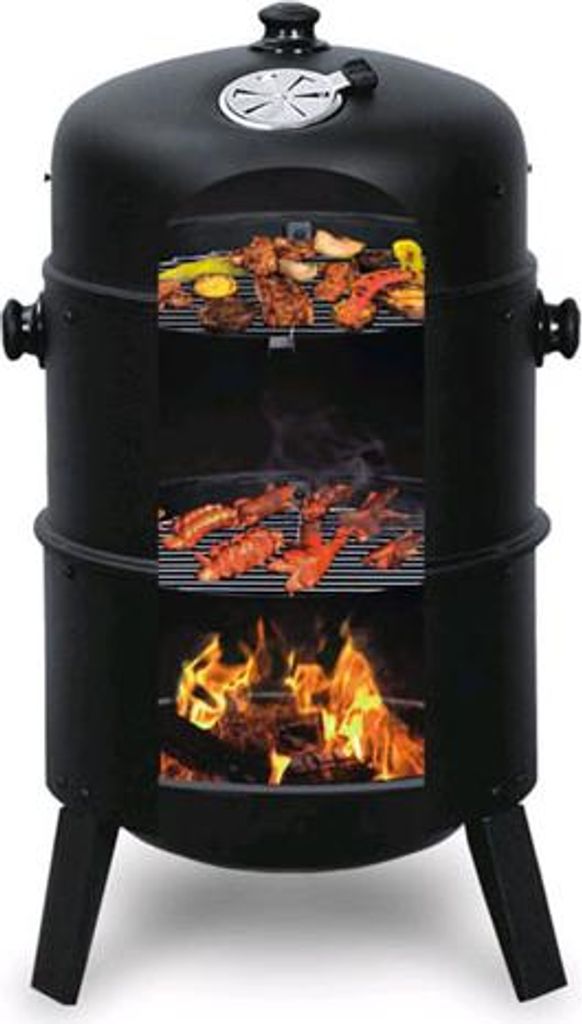 Wędzarnia ogrodowa, 3w1, okrągły grill, metalowy, 40cm Zdjęcie produktu 