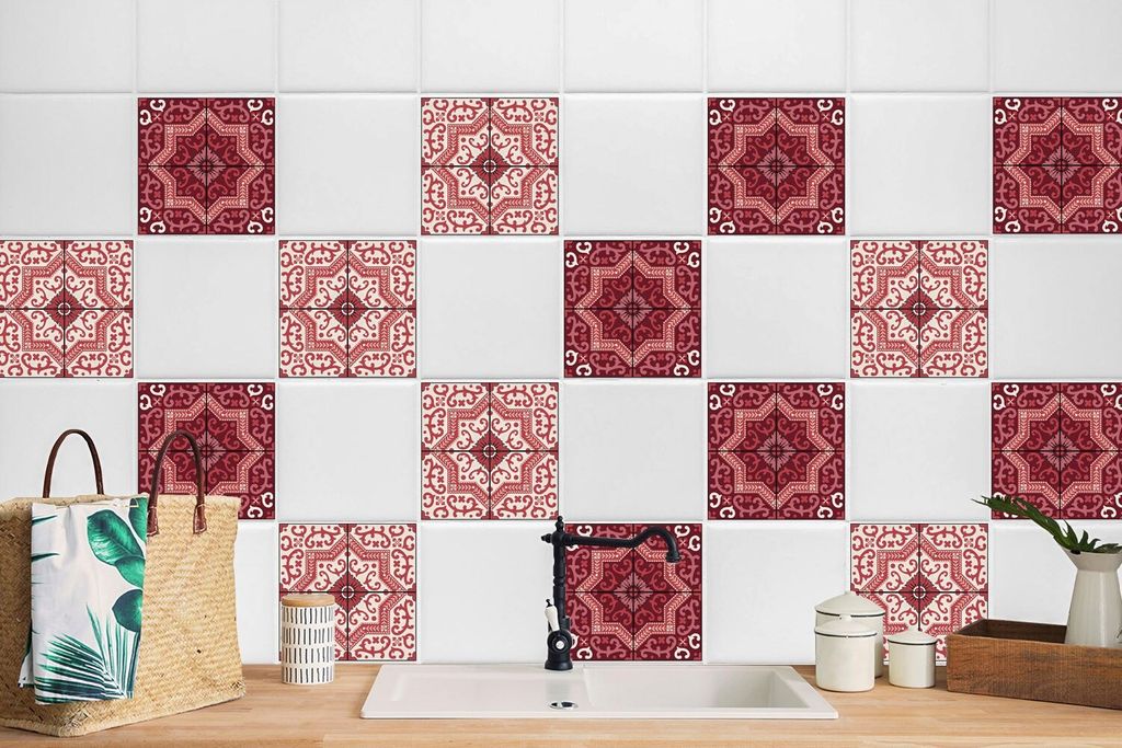 24 Stück Magic Stick Klebefolienset Wandfliesen für Küche Bad Selbstklebende Rosa Talaver 15 x 15 cm