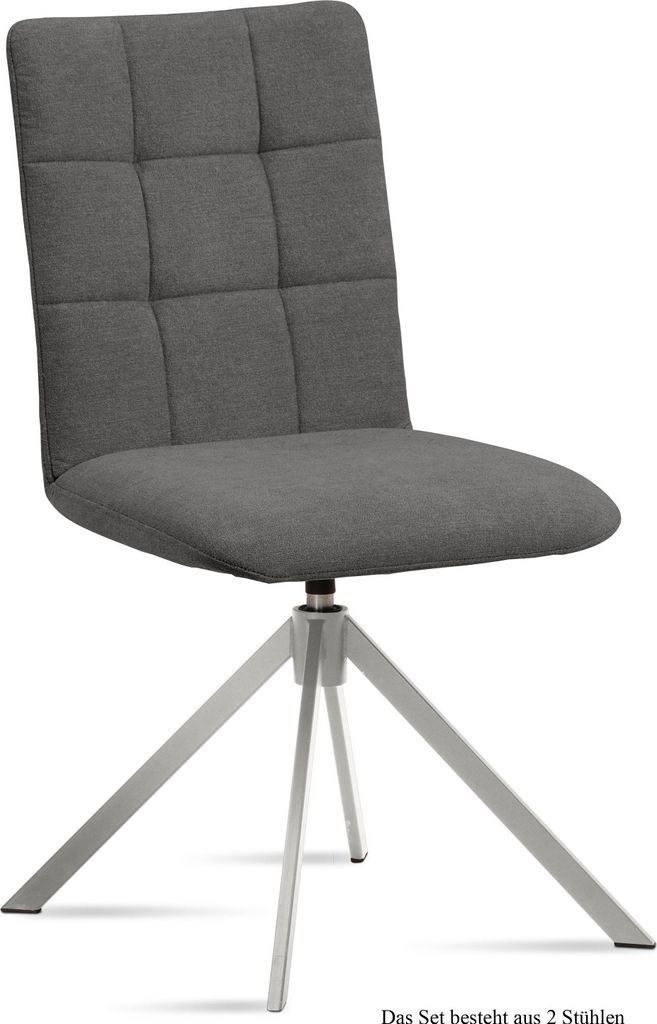 Esszimmerstuhl drehbar (2er-Set) Drucie 47x91x60 Edelstahl/Grau