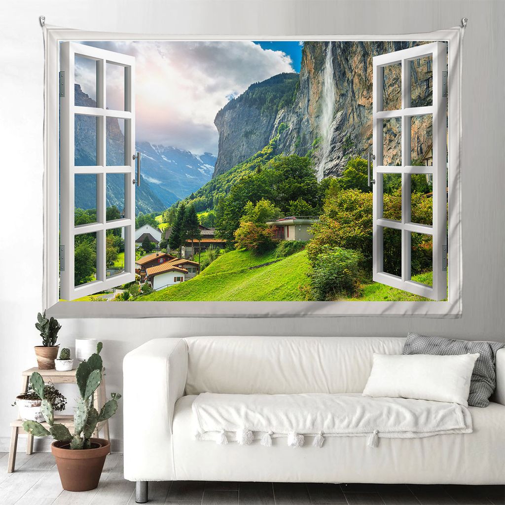 Eisgrauer Retro-Stil H?ngender Wandteppich,Mehrfarbiges Wanddekor Fš¹r Schlafzimmer Wohnzimmer£¬150X220cm£¬Stil 8