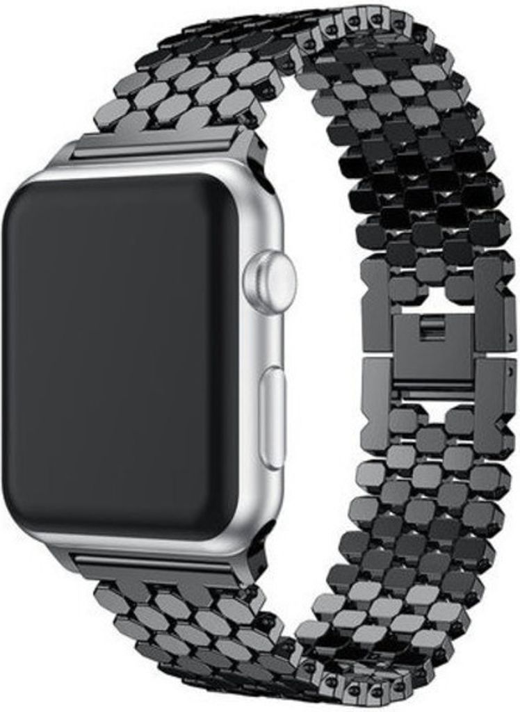 Strap-it Apple Watch 8 Stahl Fischband (Schwarz)