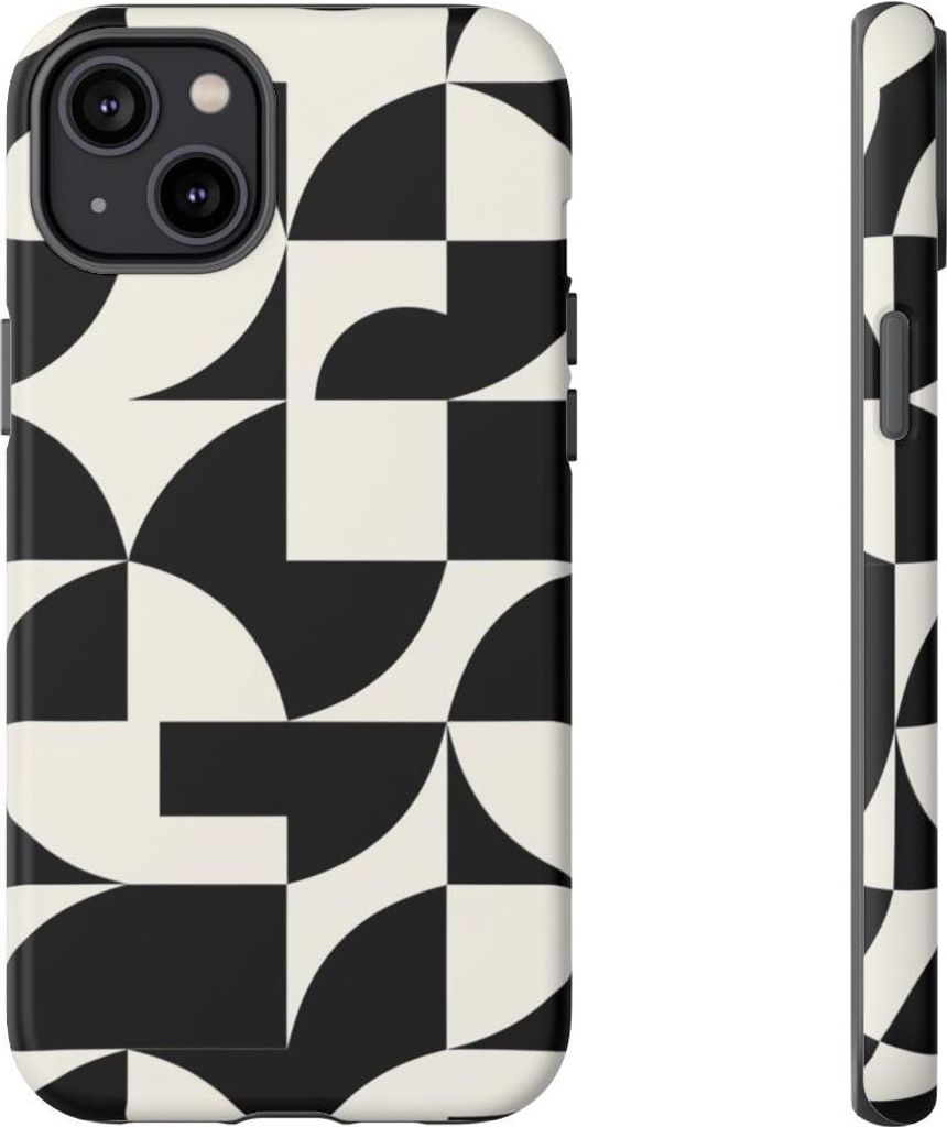 Schwarz-weißes geometrisches Muster – Hülle Kompatibel mit iPhone 14 Plus