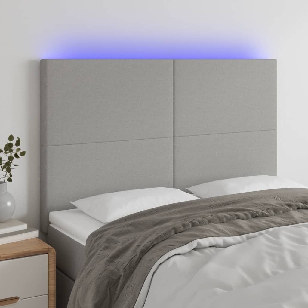 Maison Exclusive - LED Kopfteil Hellgrau 144x5x118/128 cm Stoff