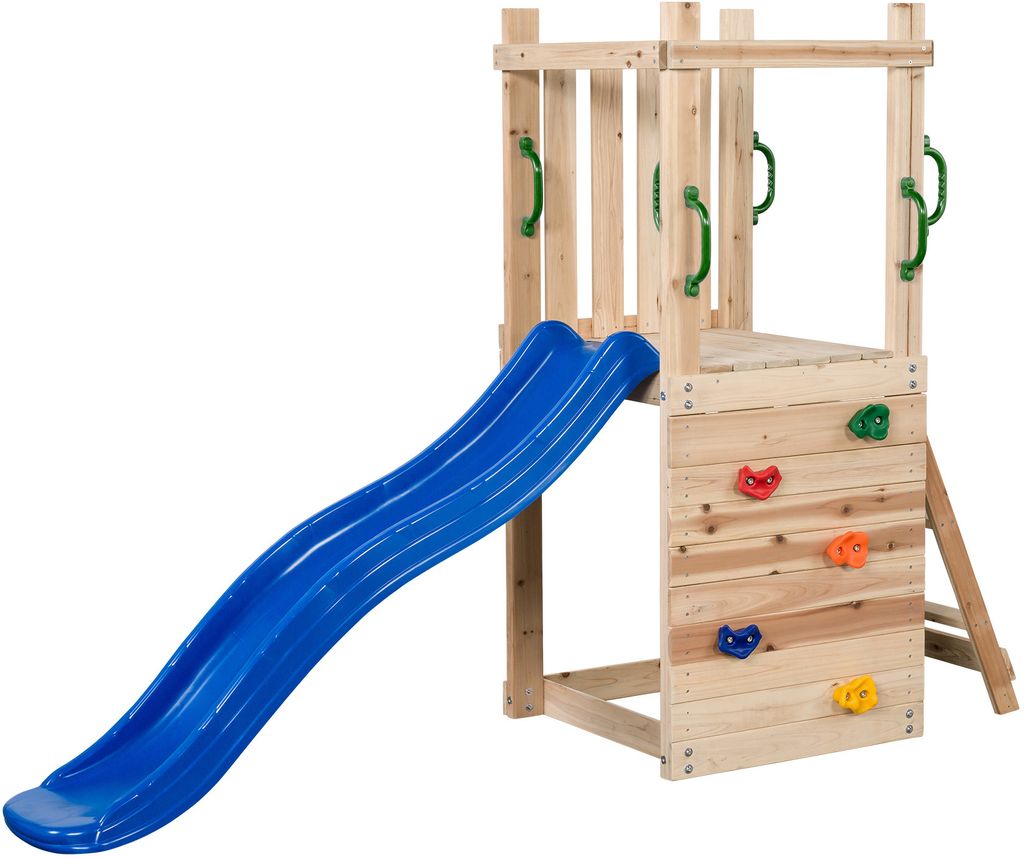 SwingKing Mari Speeltoestel met Glijbaan Hout Naturel/Blauw Produktbild 
