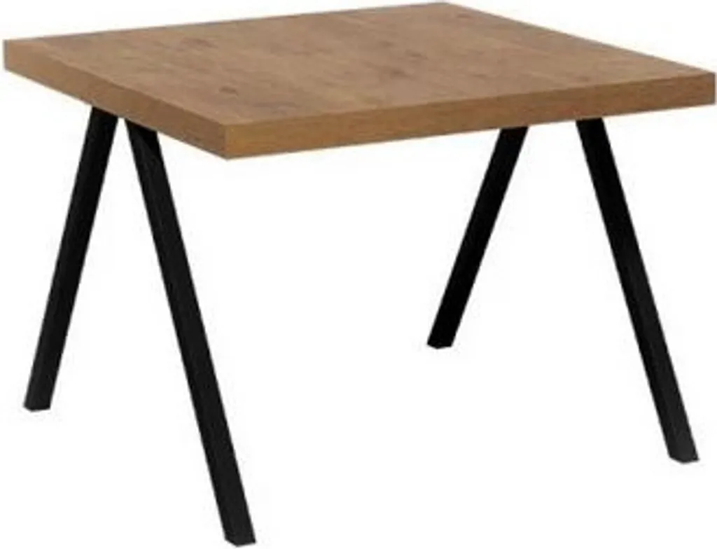 Table basse carrée RAVIM chêne lancelot et noir - Design industriel chic - 2