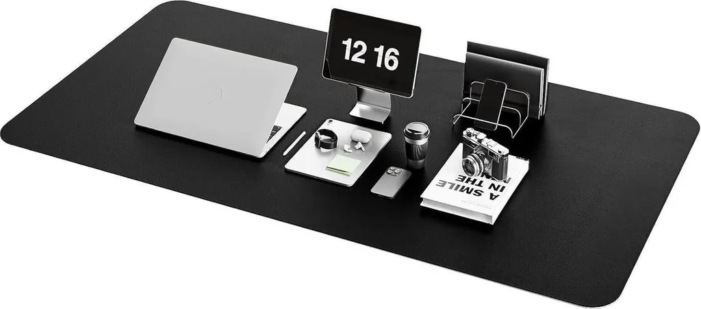 Sous-main bureau 120x60cm noir - Tapis souris pour setup télétravail