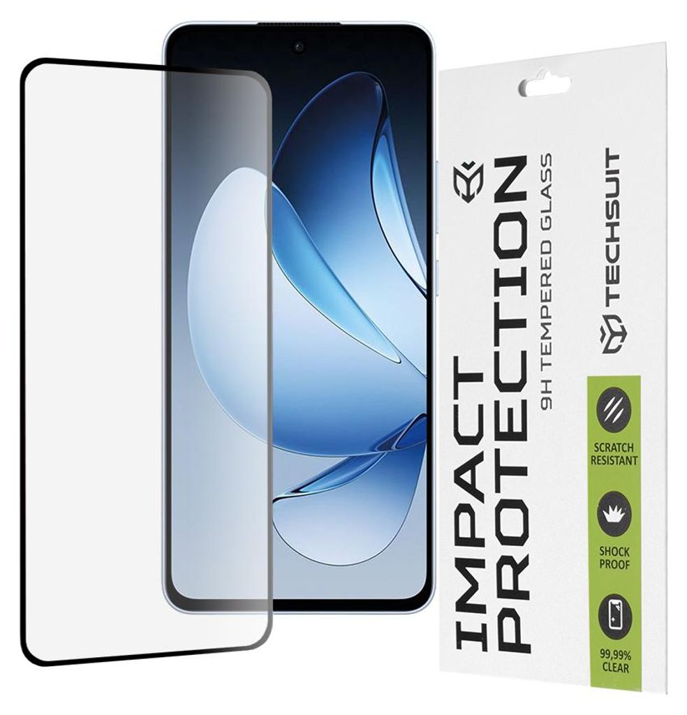 Techsuit Full Cover Impact Protection Displayschutzfolie für Oppo Reno13 - Schwarz