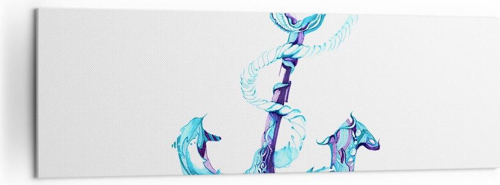 Bild auf Leinwand - Leinwandbild - Korallen Quallen Anker Seil - 160x50cm - Wand Bild - Wanddeko - Leinwanddruck - Bilder - Kunstdruck - Wanddekora...