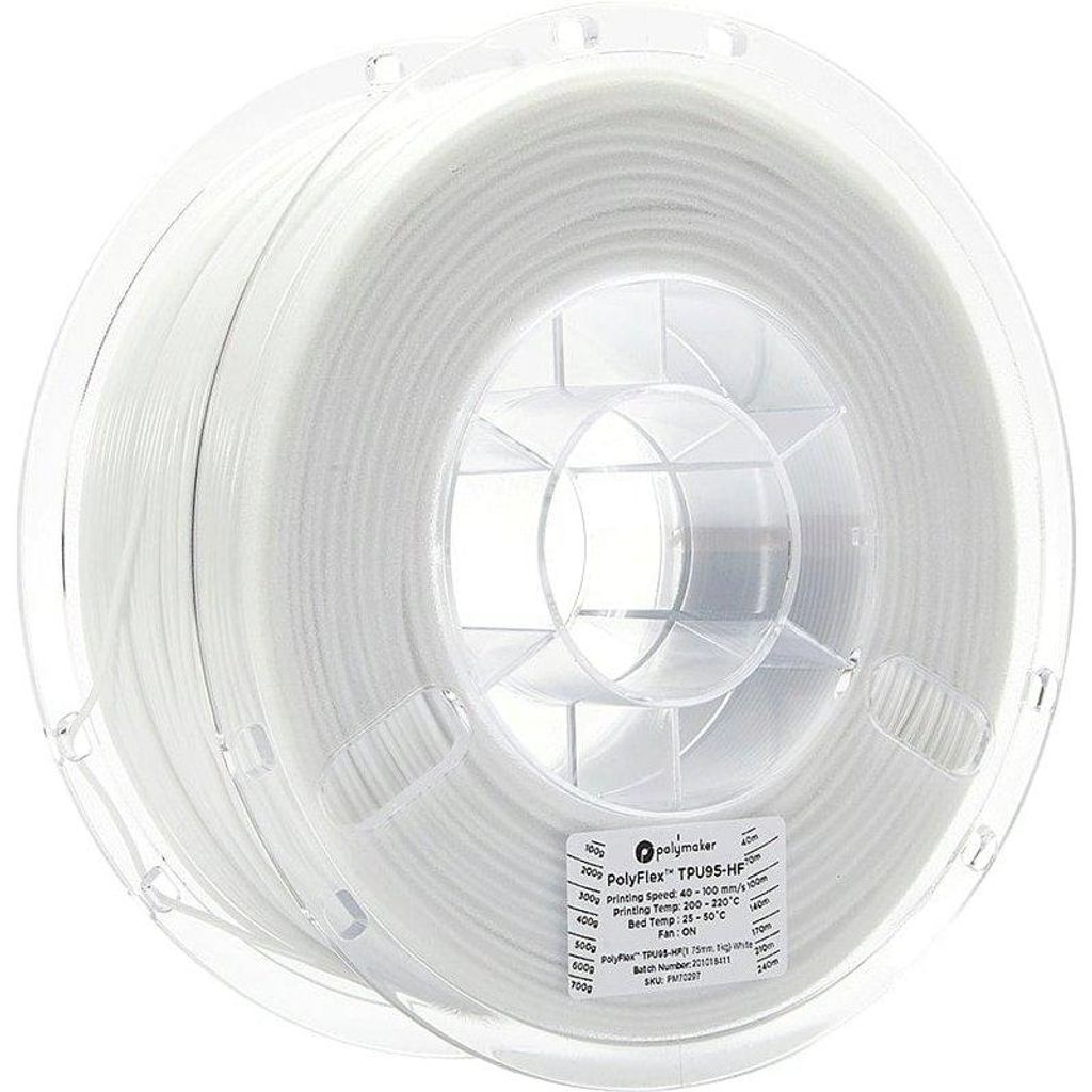 Polymaker PolyFlex TPU95-HF Barva: White, Průměr: 1,75 mm, Obrázek produktu 