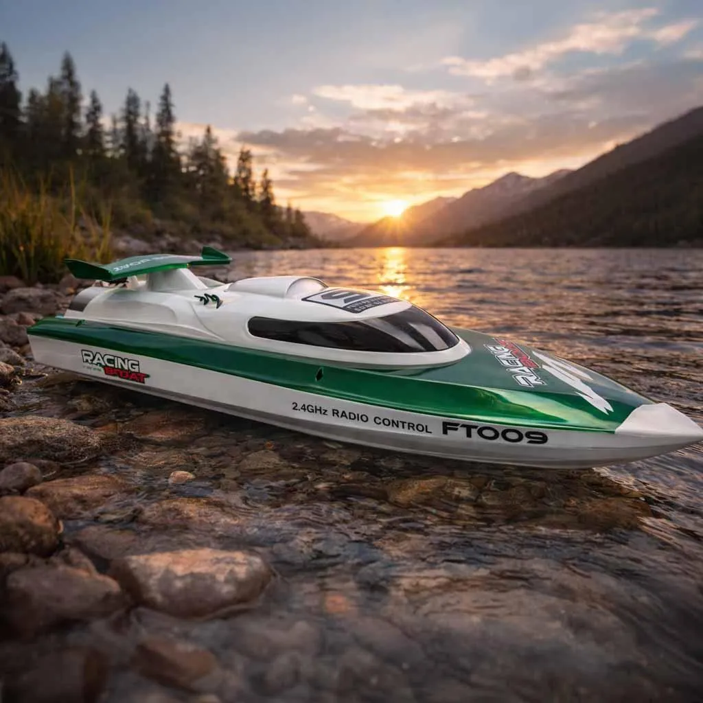 Bateau de Course RC FT009 Vert - Speedboat Rapide pour Lac et Étang - 27