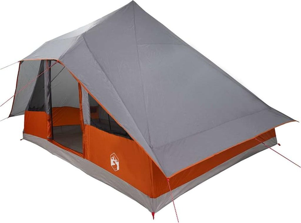 vidaXL Tipi Zelt mit Dach Grau und Orange 364 x 281 x 257 cm Taft