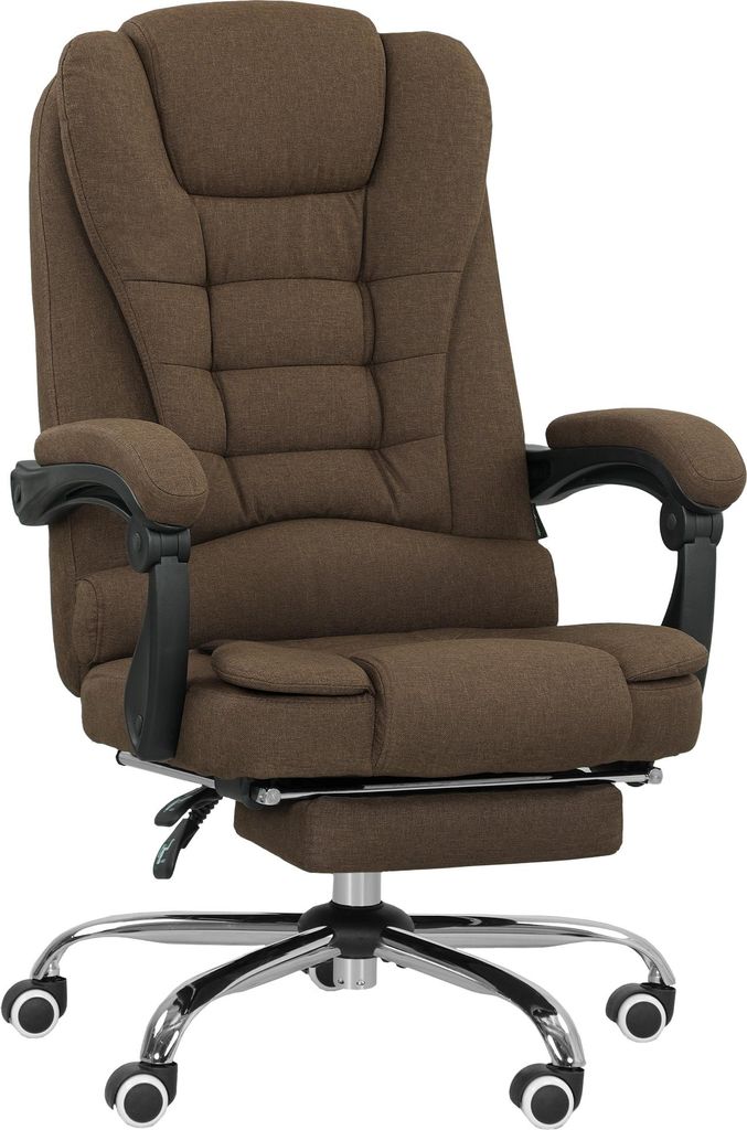 Vinsetto Bürostuhl, ergonomischer Bürostuhl mit verstellbarer Höhe, verstellbarer Rückenlehne und Fußstütze, Stoff in Leinenoptik, für Schla...