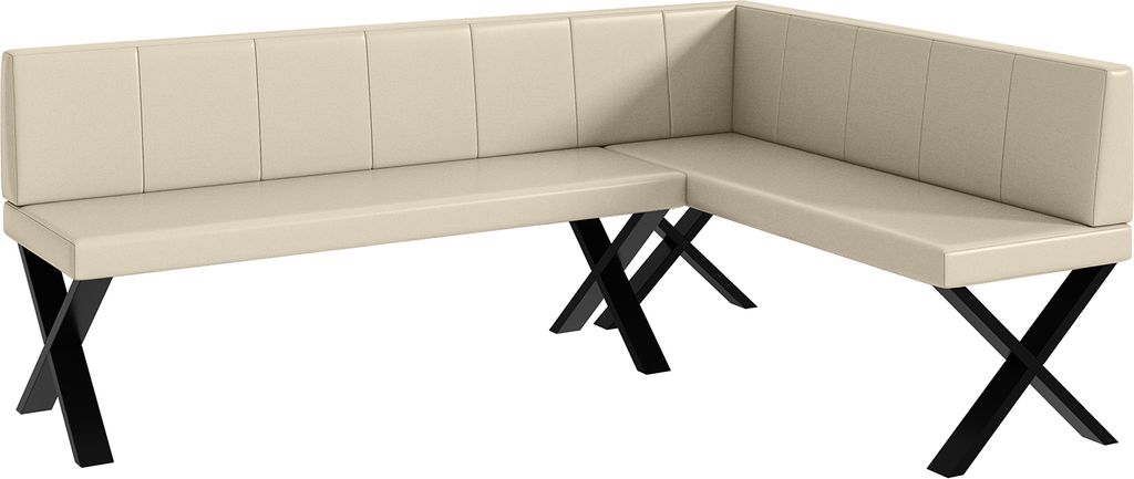 MEBLINI Eckbank für Esszimmer - Küchenbank - Essecke - Sitzecke Küche - PETER - X-Beine 142x196x87cm Rechts - Creme Kunstleder