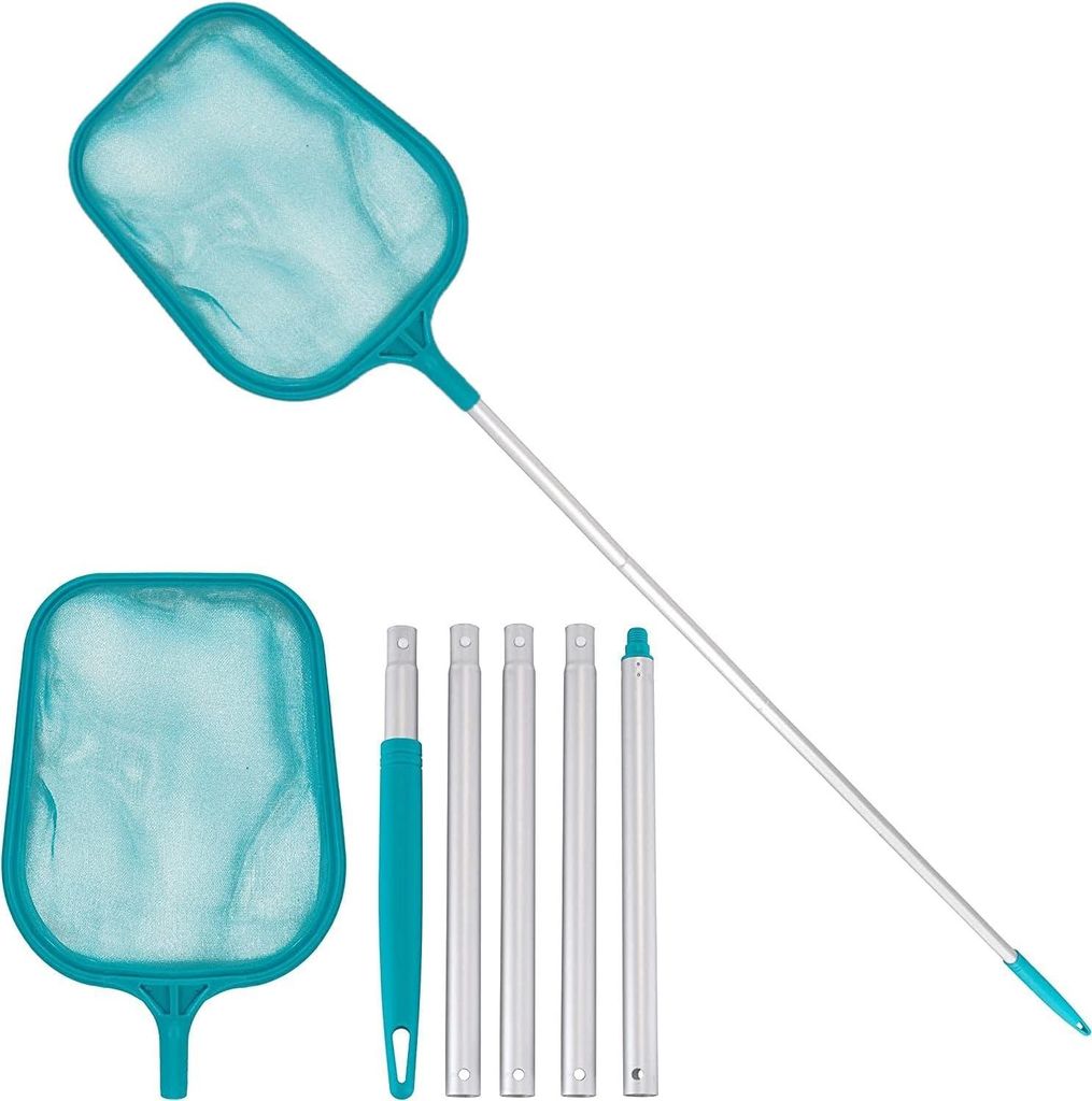 Schepnet Schwimmbad Skimmer feines Schwimmbadblattnetz - schwere tiefe Tasche Laubbesen - Aluminium Teleskopstange - Garten Teich Whirlpool Spa Spr...