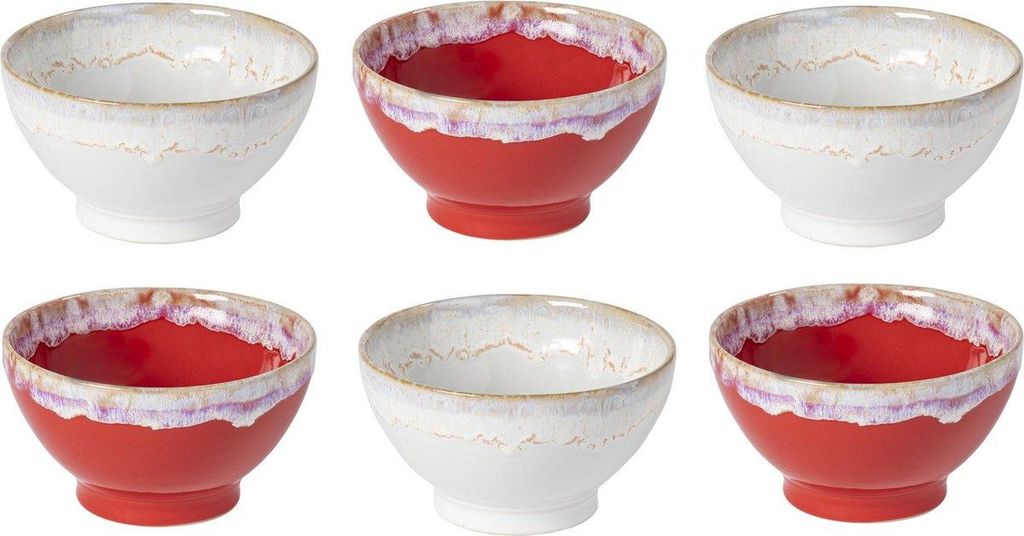 COSTA NOVA Grespresso Bowl Set of 6 – Red & White – 15 cm – Hand Portugal