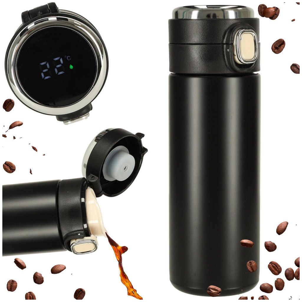 Led Thermos Thermische Mok Met Mondstuk 420ml Zwart Productafbeelding 
