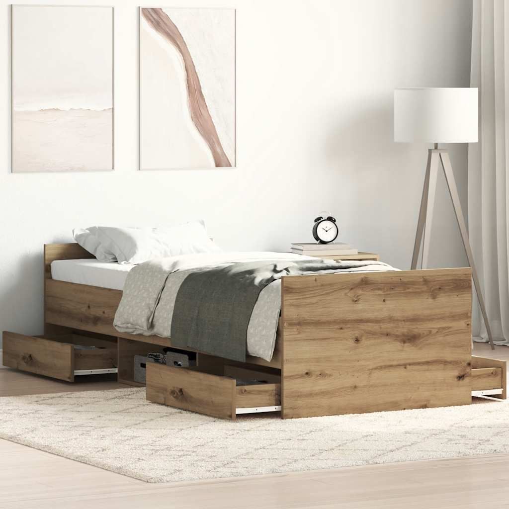 Maison Exclusive - Bettgestell ohne Matratze Artisan-Eiche 100x200cm Holzwerkstoff