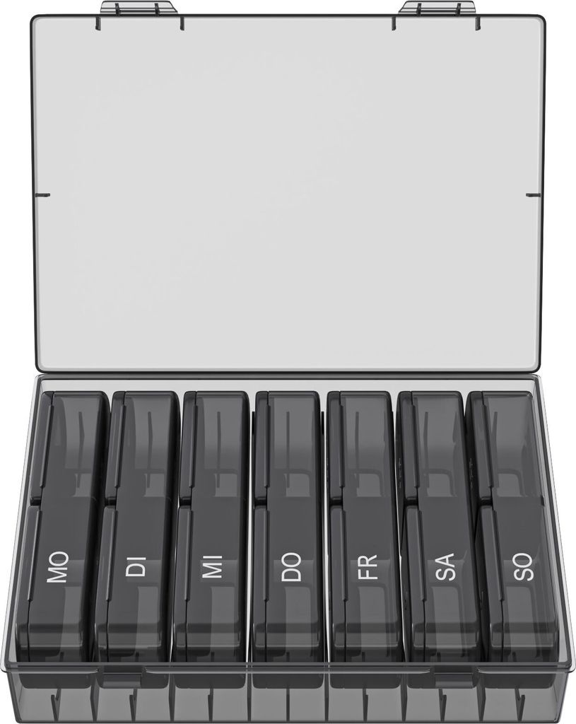WELLGRO Tablettenbox für 7 Tage - Pillendose je 2 Fächer Produktbild 