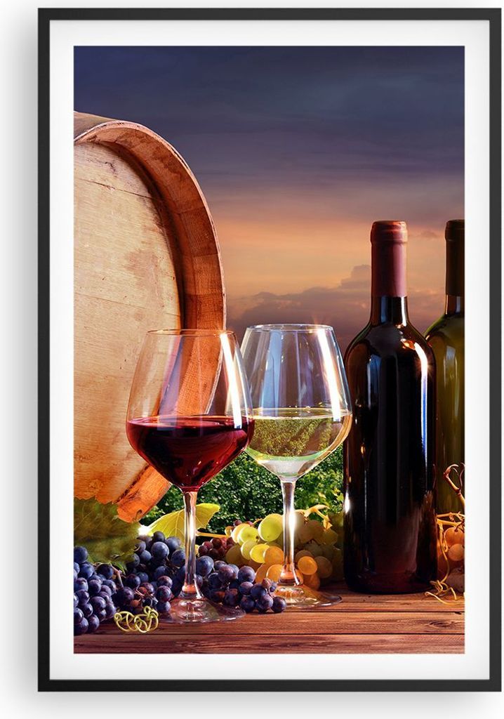 Gerahmtes Poster - Schwarzer Rahmen - Wein Weinberg Sommer - 61x91,5 cm - Wand Bild - Wanddeko - Wandbilder - Kunstposter - Wandposter - Bilderrahm...
