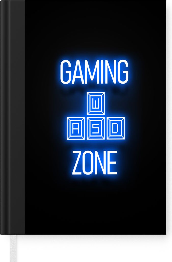MuchoWow Notizbuch Tagebuch Haushaltsbuch Notebook A5 Spiele - Text - Spielzone - Neon - Blau - Notizblock - Notizheft - Notebook - Schreibblock ...