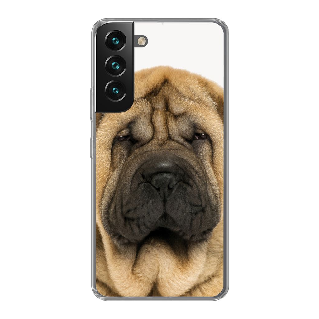 MuchoWow Handyhülle Schutzhülle Hülle für Samsung Galaxy S22 Hund - Jungen - Sharpei - Haustiere - Mädchen - Kinder Silikon Softcase Handy H...