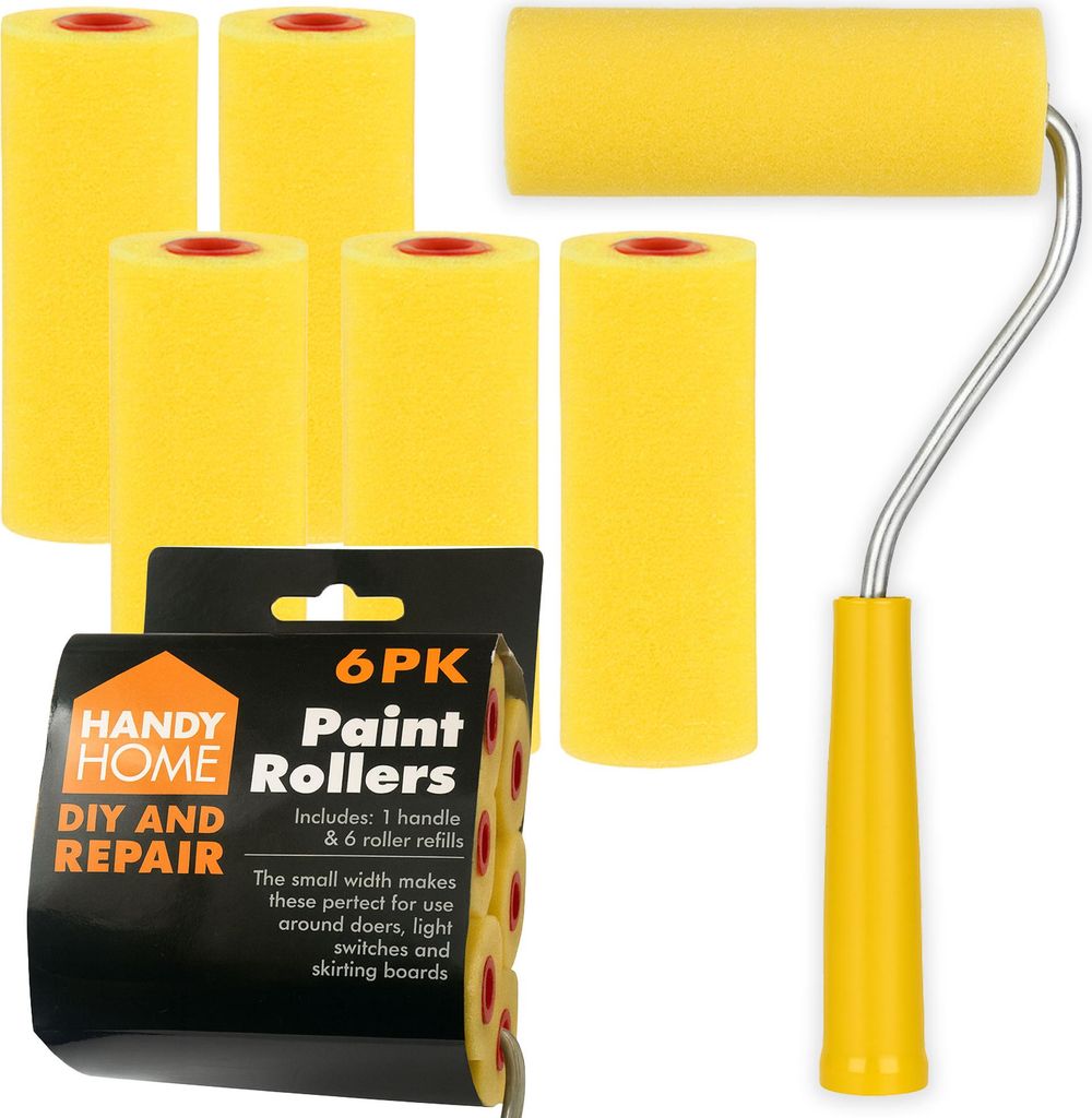 Set Di 6 Rulli In Spugna Di Schiuma Assortiti: Per Pittura E Fai Da Te, Larghezza 7 Cm. Include Rullo Liscio, Increspato, Scanalato E 3 A Onda. Manico Interno Antiscivolo, Ideali Per Progetti Creativi Con Bambini. - 4