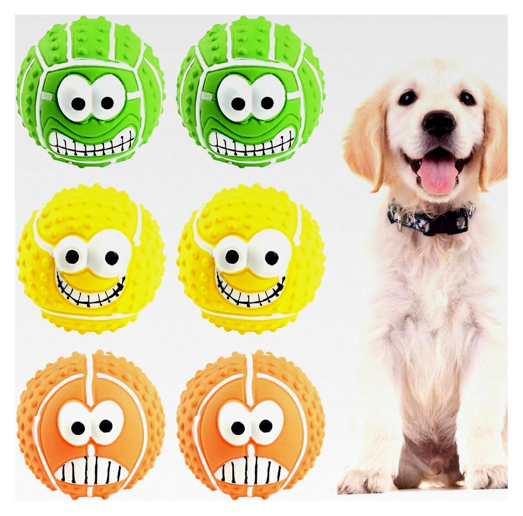 Quietschbälle für Hunde, 6 Stück, unzerstörbar, 8 cm Hundespielzeug, langlebige quietschende Bälle aus weichem Latex für große, mittelgroße...