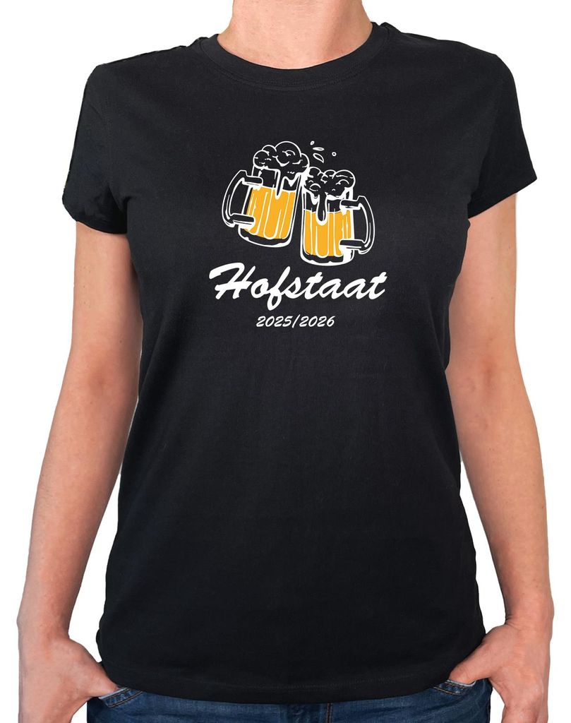 Huuraa Damen T-Shirt Hofstaat 2025/26 Schützenfest XS Black Bio Baumwolle Fairtrade Damenshirt Geschenkidee