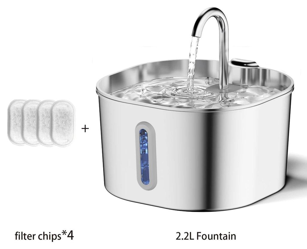 Automatischer Edelstahl-Haustier-Wasserbrunnen 2,2 l – Produktbild 