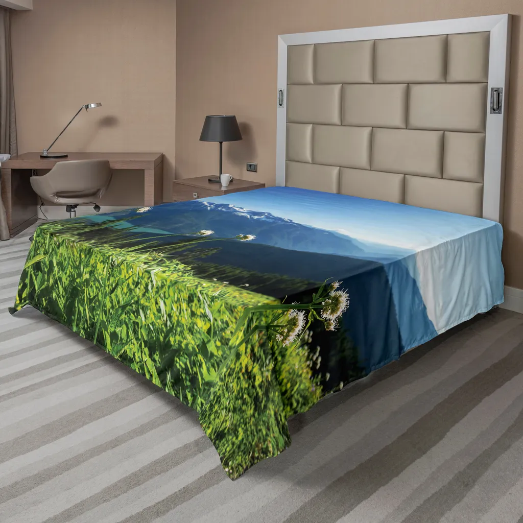 Drap plat ABAKUHAUS Lac Diablo Washington 260x228 cm en vert et bleu ciel