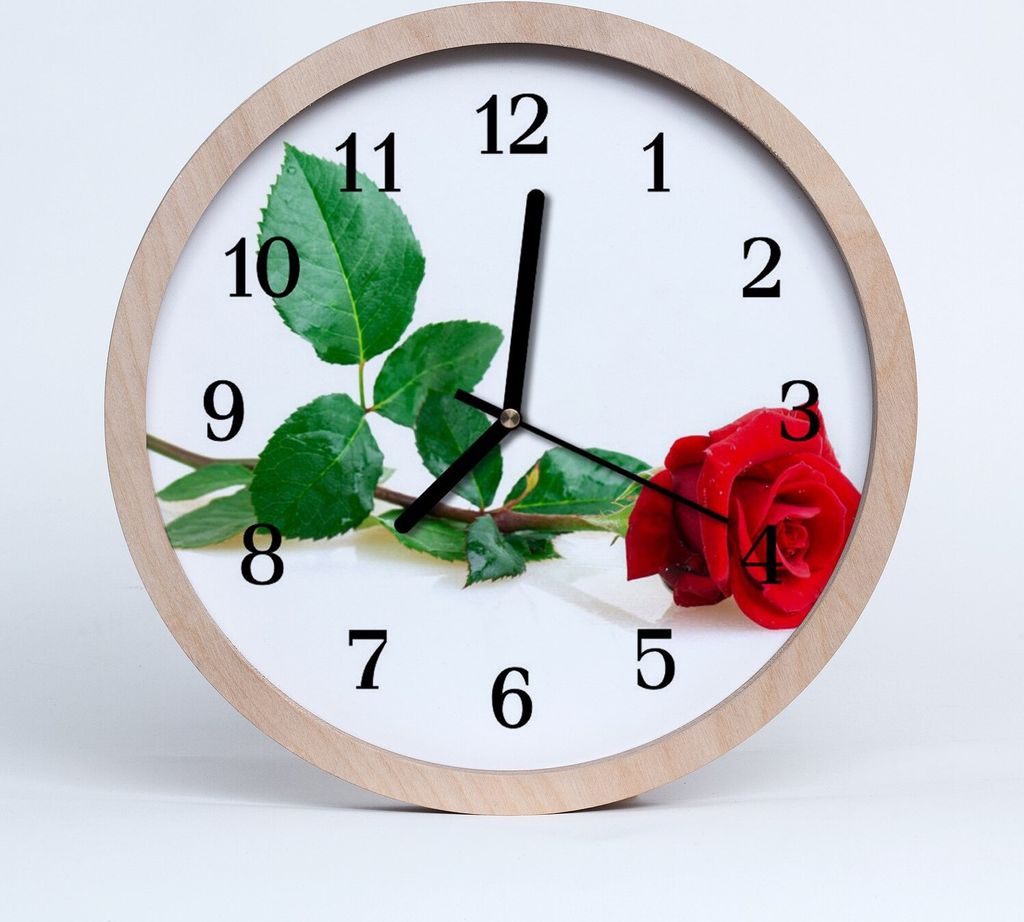 Holzuhr 20fi cm wanduhr - Rose Blumen