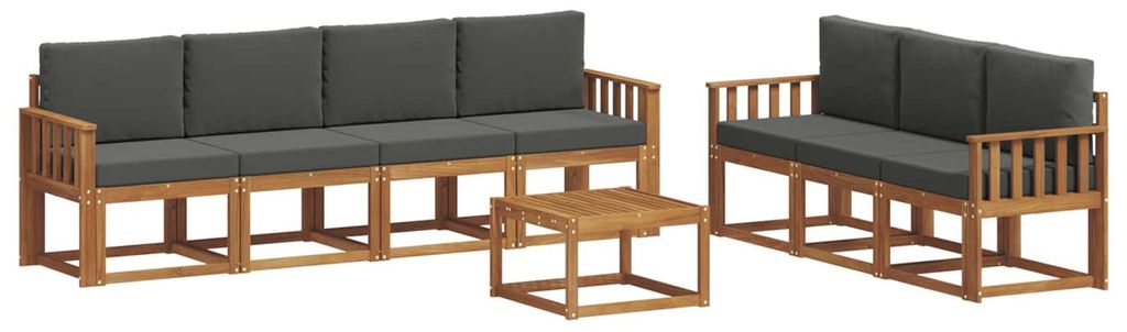 vidaXL Outdoor-Sofagarnitur mit Kissen 8 pcs Natur und Anthrazit