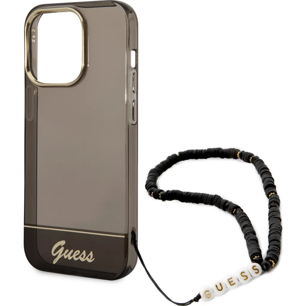 Cover Guess iPhone 14 Pro Hard Case Pearl Strap - Nero Traslucido