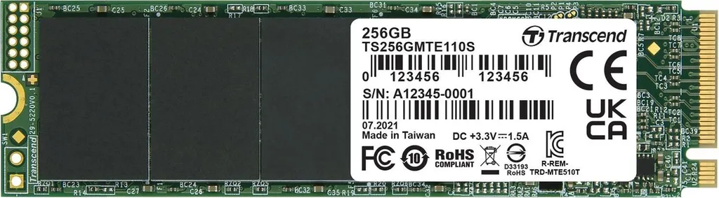 Disque SSD Interne M.2 256 Go Transcend NVMe PCIe Gen3