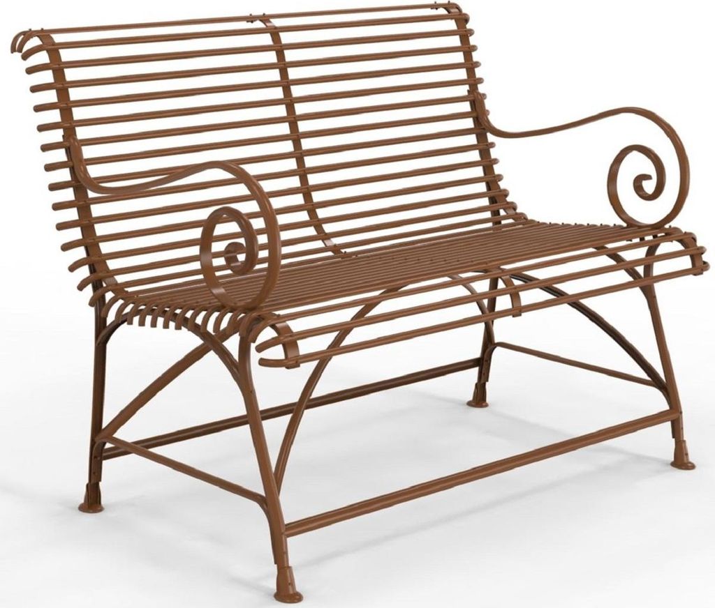 Casa Padrino Jugendstil Gartenbank 120 x 60 cm - Verschiedene Farben - Schmiedeeisen Garten & Terrassen Sitzbank mit Rückenlehne und Armlehnen - J...