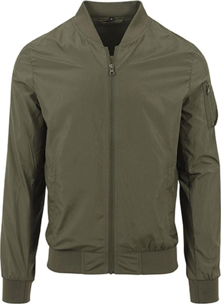 Build Your Brand BY045 | Nylon Bomber Jacket - Farbe: Olive - Größe: S