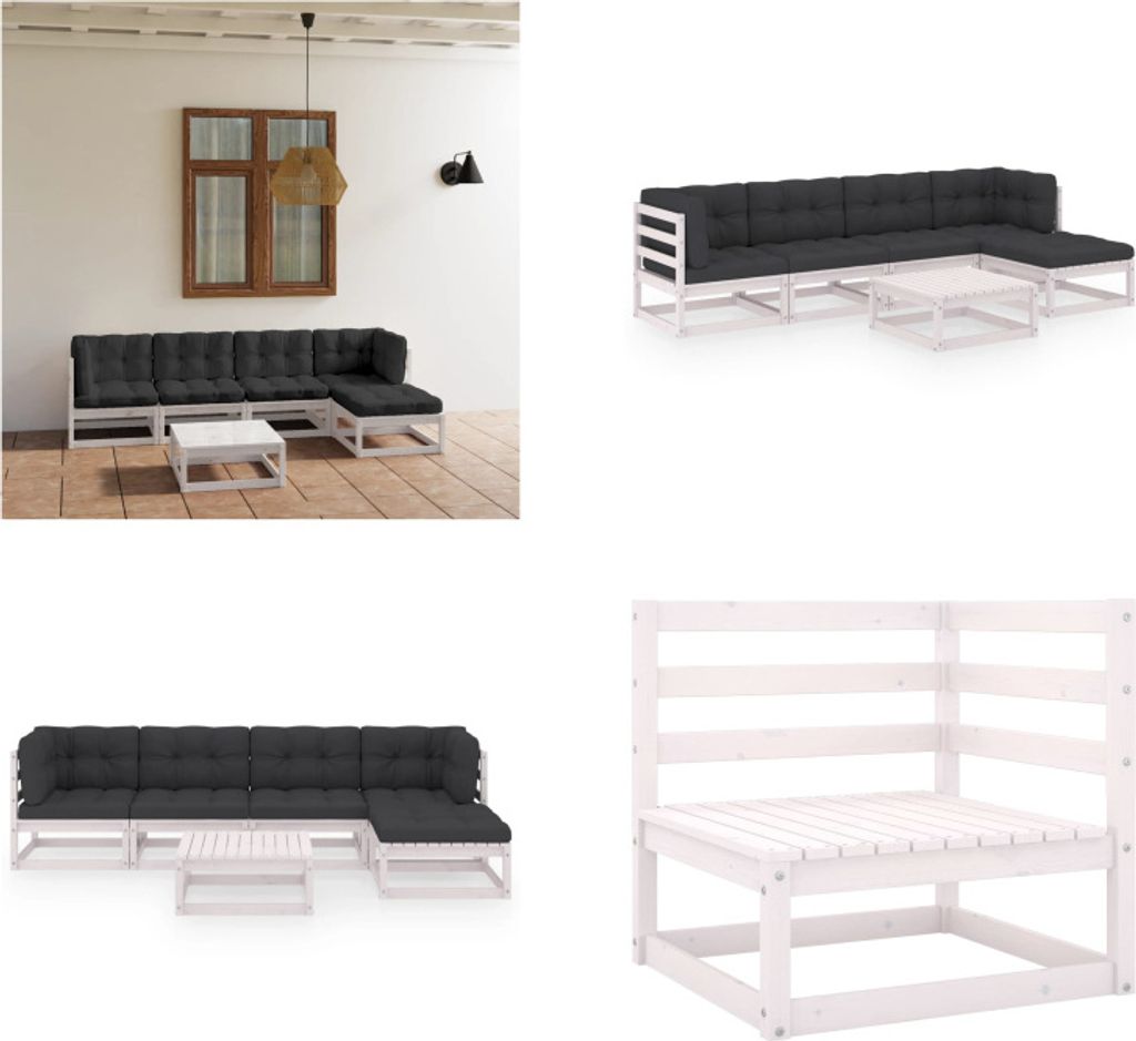 vidaXL 6 tlg. Garten Lounge Set mit Kissen Kiefer Massivholz - Gartenmöbel-Set - Gartenmöbel-Sets - Gartengarnitur - Gartengarnituren