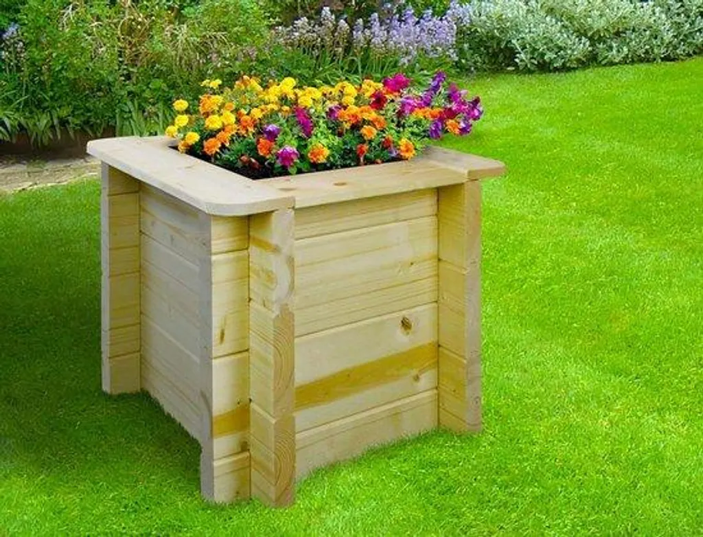 Jardinière bois massif 28 mm d'épaisseur - Bac robuste 38x38x35 cm