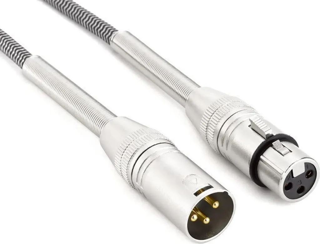 Câble Microphone XLR Argent de 10 Mètres pour Console de Mixage