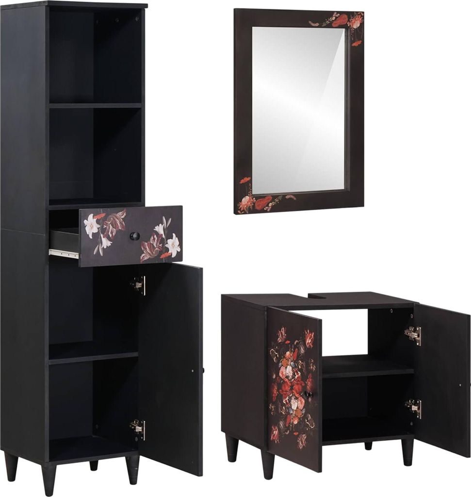 vidaXL Badezimmerschrank-Set mit Schubladen 3 pcs Massivholz Mango