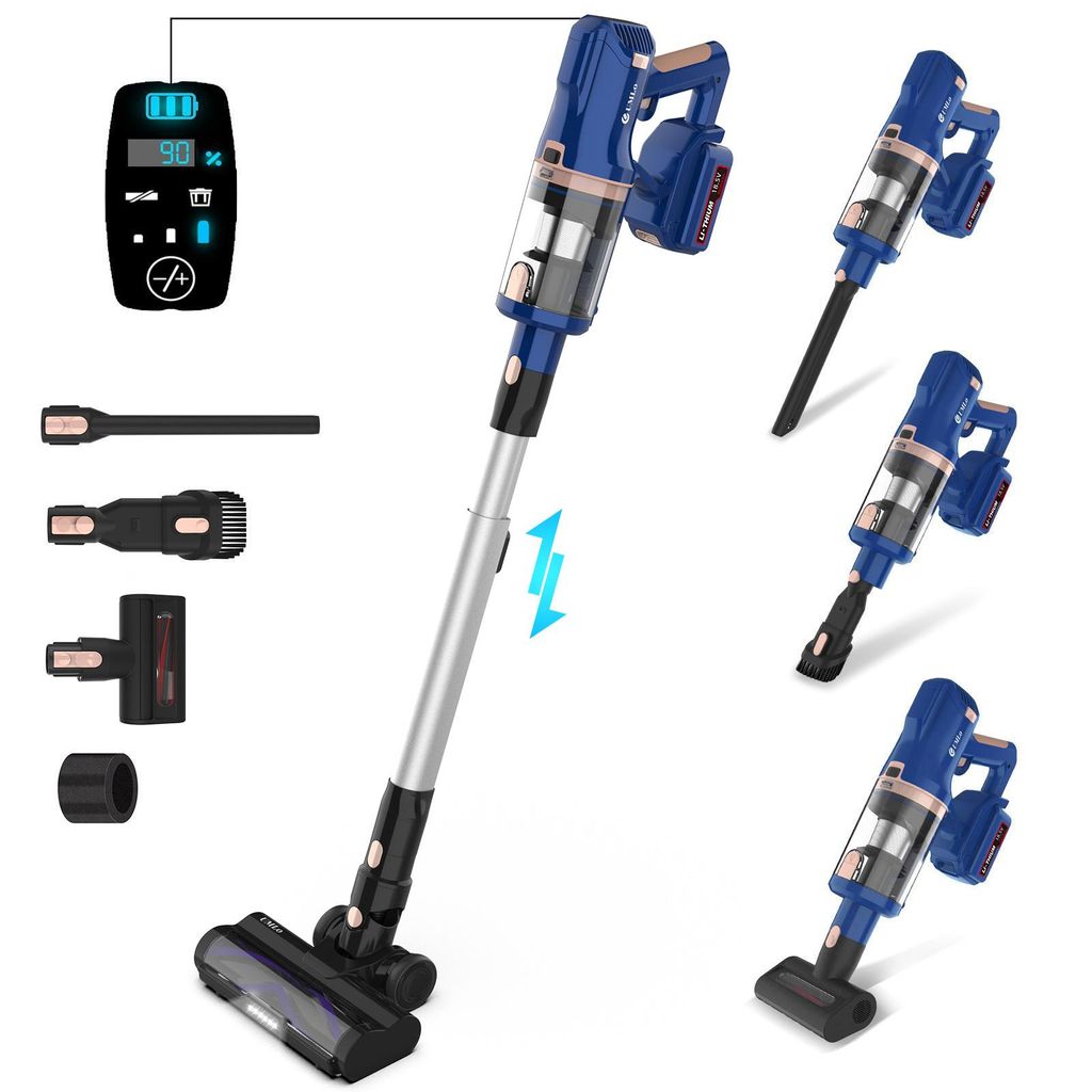 FORSMANO Kabelloser Staubsauger 2-in-1 mit 300W & 28kPa Saugkraft, HEPA-Filter & LED-Licht, langlebiger Akku, ideal für Heim & Auto
