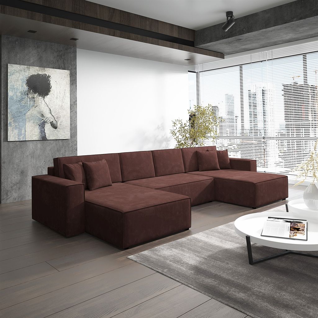 Wohnlandschaft Schlafsofa Sofa CONOR PREMIUM Stoff Kronos Altrosa