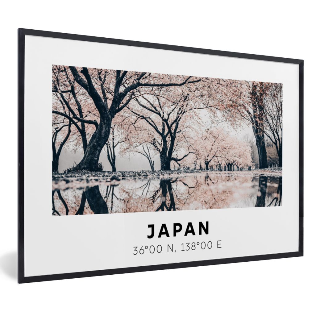 MuchoWow Gerahmtes Poster Sakura - Japan - Frühling 30x20 cm - Poster mit Schwarzem Bilderrahmen Wandposter Rahmen Foto Bilder - Kunstdruck - Bi...