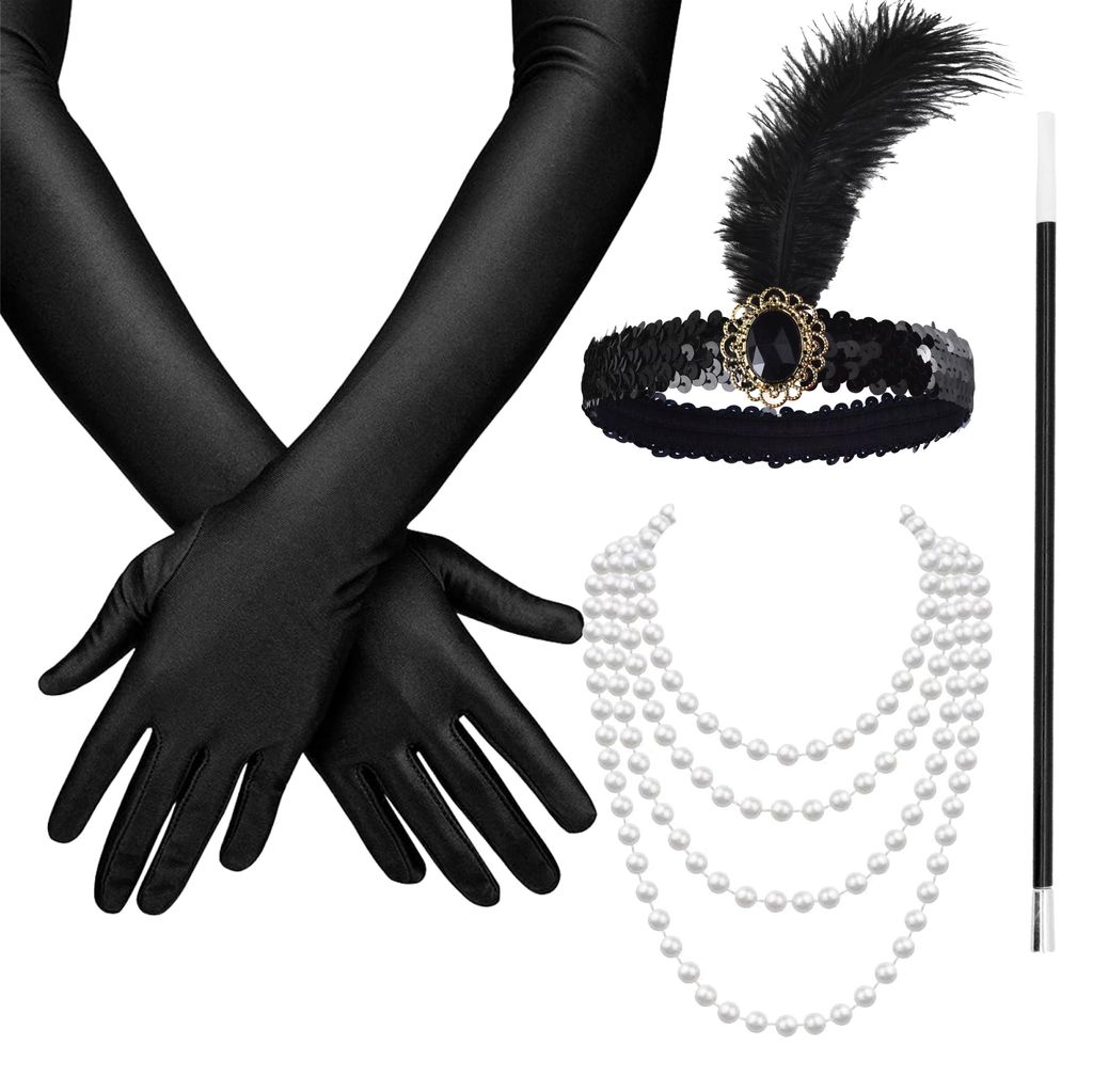 20er Set Damen Kostüm – 1920er Jahre Charleston Accessories Produktbild 