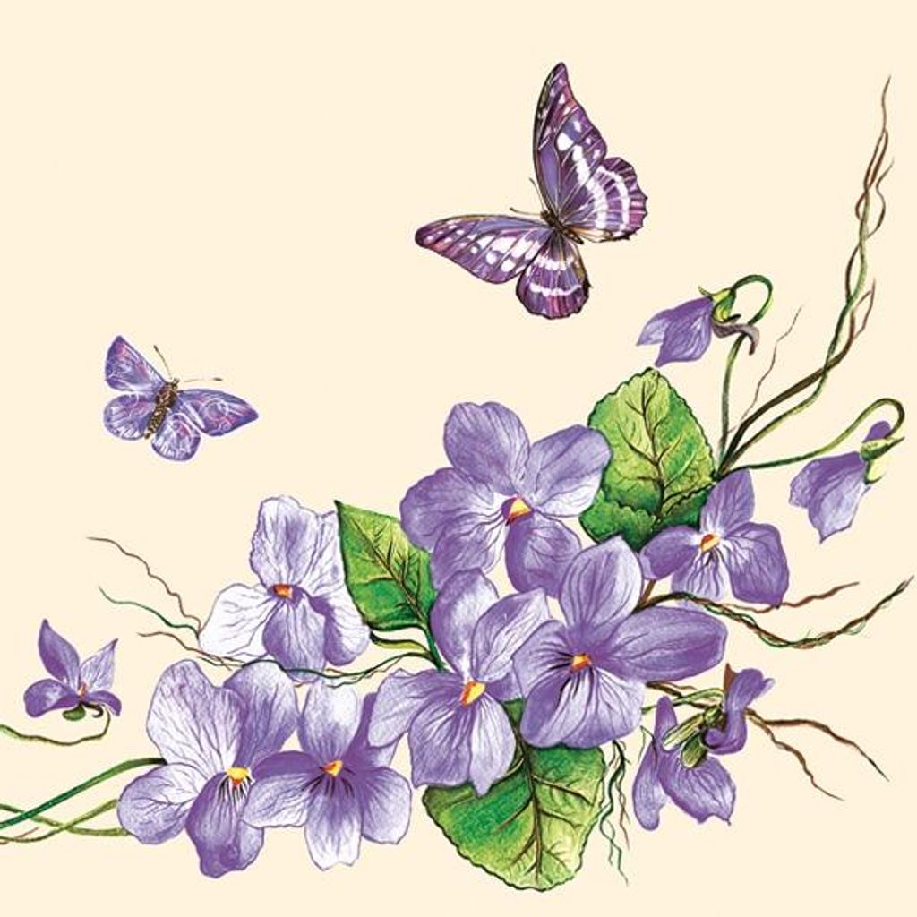 Servietten 33x33 cm - Violet Flowers
