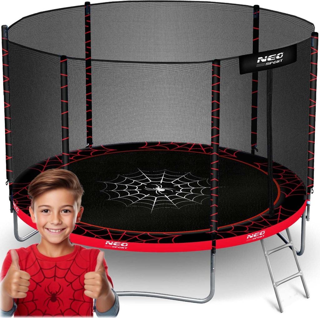 6ft/183cm Gartentrampolin mit Außennetz und Leiter Neo-Sport