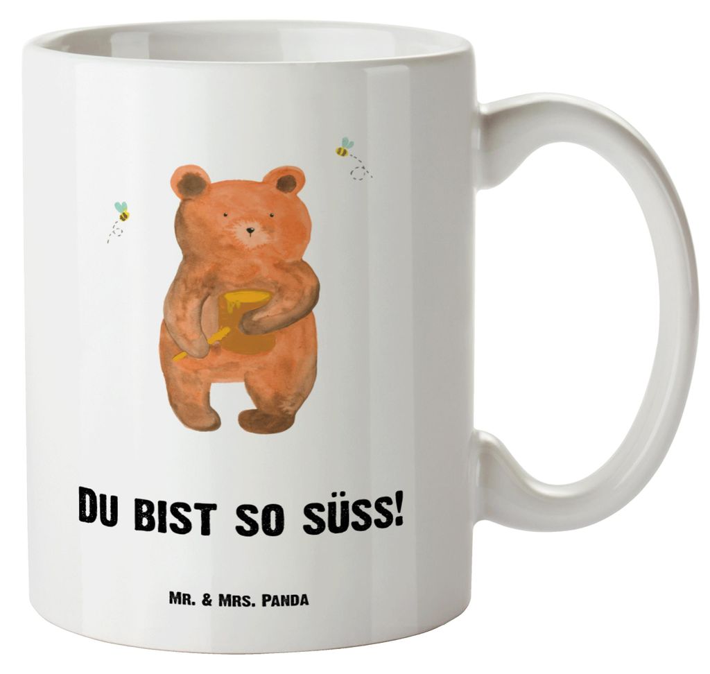 Mr. & Mrs. Panda Keramiktasse Bär Honig - Weiß - Geschenk, Liebe, steingut tasse, Keramikbecher, mit henkel, Partner, Haferl, Teddy, Freund, Pott...